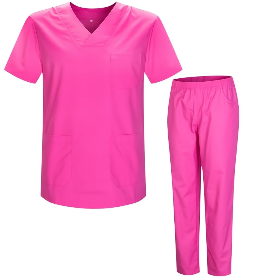 Victory KAIXUAN - Uniforme Sanitaria DE MÉDICO Enfermera Limpieza HOSTELERÍA - Pijama Sanitario Unisex – Casaca Y PANTALÓN SANITARIO Conjunto – Serie 817&8312 (Rosa -9, M)