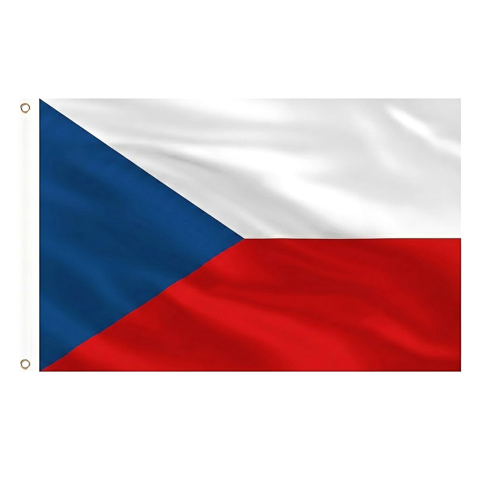 AhfuLife Czechia Flag 5ft x 3ft for Party Decor, 4Pcs Large Czech Flag Polyester Double Side with Brass Eyelets for World Cup Garden Street Indoor Outdoor