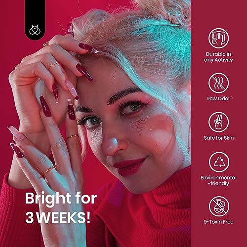 Image of Beetles Red Gel Nail Polish - Dark Red Color Soak Off Mulled Wine Gel Polish Retro Modern 1Pcs 15ml Nail Art Manicure UV Led Salon Fall