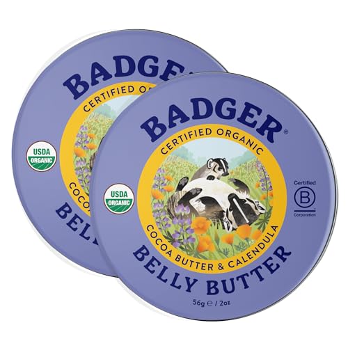 Image of Badger Organic Belly Butter, Cocoa Butter & Coconut, 2 oz Tin (2-Pack)
