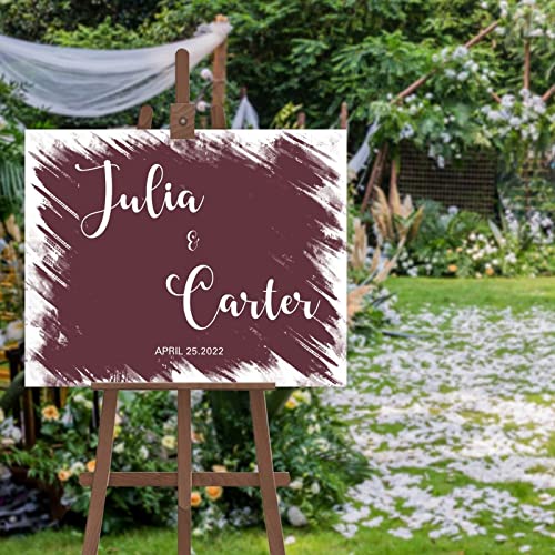 Panneau de bienvenue mariage rustique en bois forêt 30x45 cm