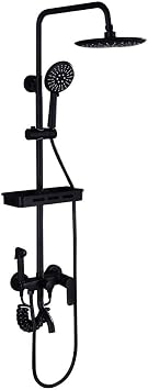 MObyat Shower Mixer with,Polished Chrome Shower System Combo Set, Bathroom Shower Mixer with Rainfall Shower Head, Handheld Shower, 4-Function Wall-Mounted Shower System