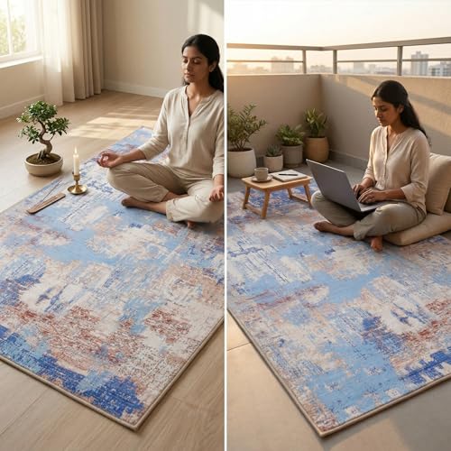 Image of Dream Weaverz Anti Slip Rectangular Carpet for Living Room & Hall | Silk | Flat Woven Soft Washable Floor Mat for Home, Bedroom Floor & Kitchen | Durable Anti Skid Rug for Daily Use (3 X 5) feet