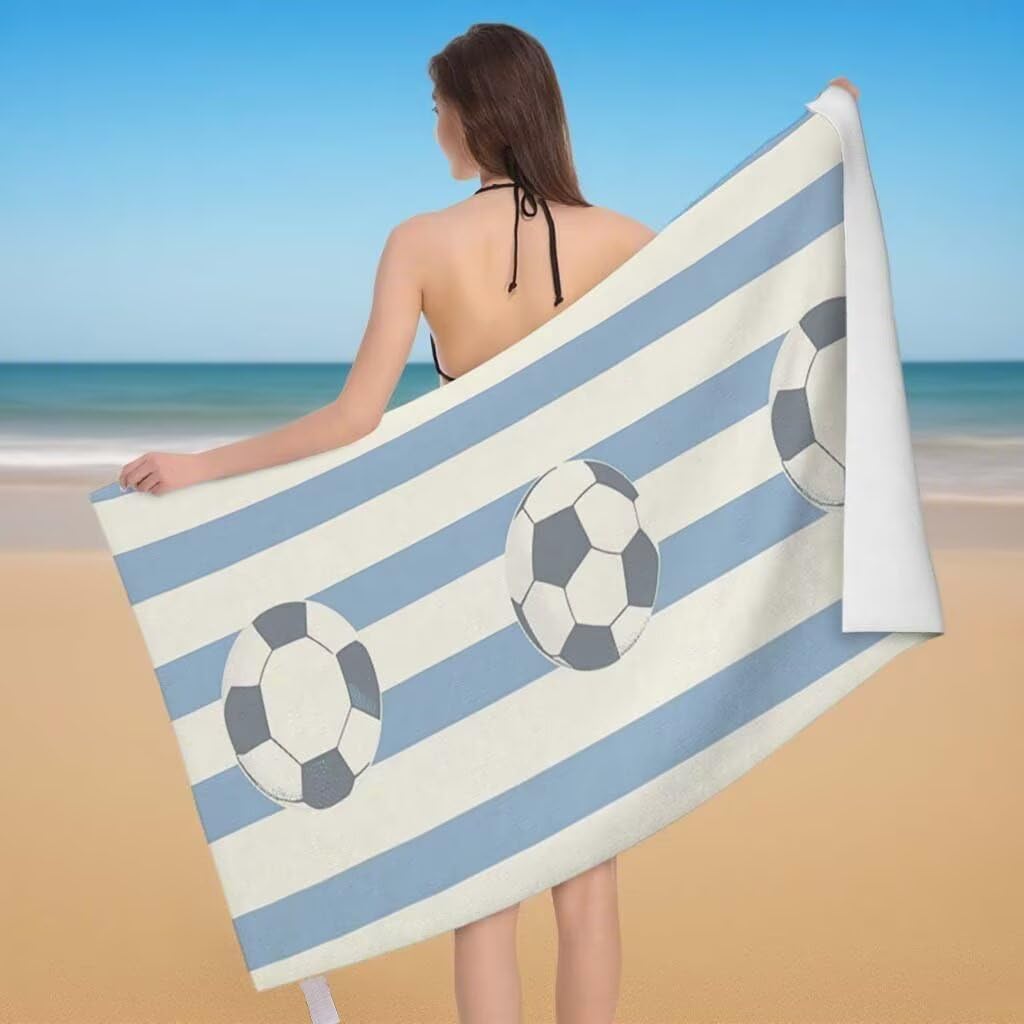 Telo Mare XXL 100x200cm/35x70cm, 2 Set Telo Mare Microfibra Calcio Asciugamano Palestra Uomo, Antisabbia, Leggero, Asciugatura Rapida, Teli da Spiaggia Grandi Accessori per Camping Natation Yoga A-99