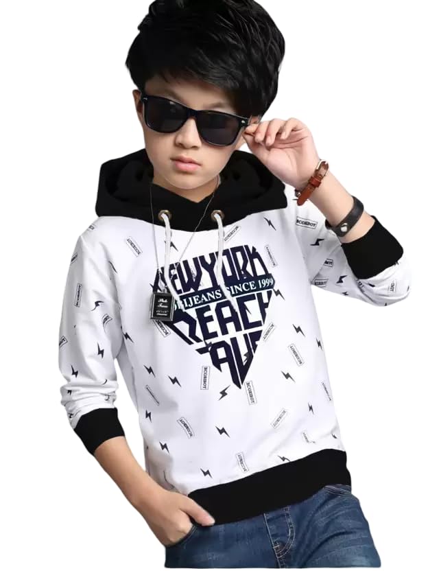Image of LilBits Boys Regular Fit Printed Hooded Casual T-Shirt