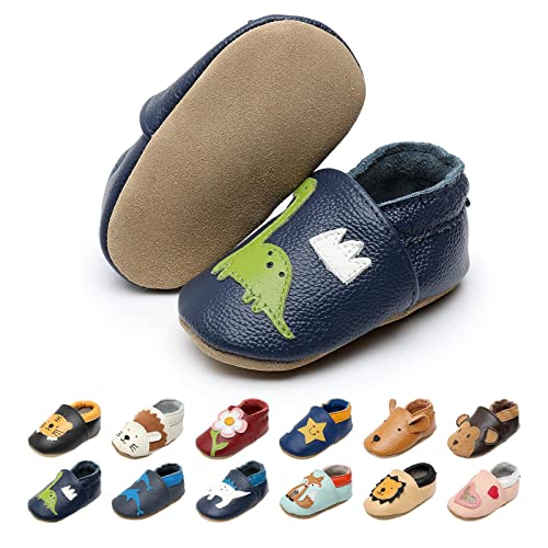 EDOTON Krabbelschuhe Baby LederLauflernschuhe Mädchen mit weichen...