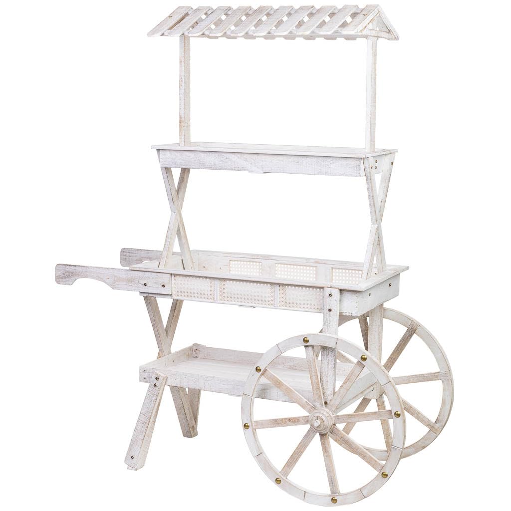 WANDERLUST DECO Carro expositor-estantería de madera 143x60x170h cm