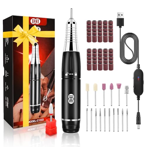 CIICII Torno para Uñas Profesional, 30000 RPM Lima Electrica Uñas (69 Pcs Pórtatil Velocidad Ajustable Bloqueo de Mandril Totalmente Metálico Avance/Retroceso Kit de Manicura Eléctrico) para Salón DIY