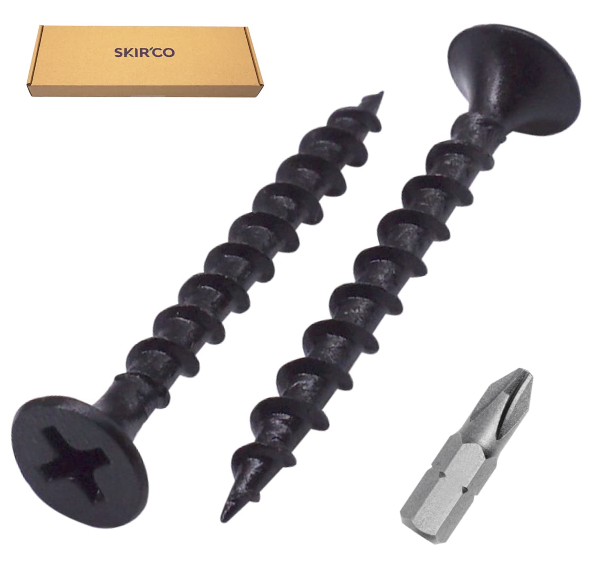 SKIR'CO (400 pcs) Black Phosphate Finish 3.5 x 35 mm Drywall Screws, Wood Screws, Phillips Bugle Head, Plasterboard Screws - Image 2
