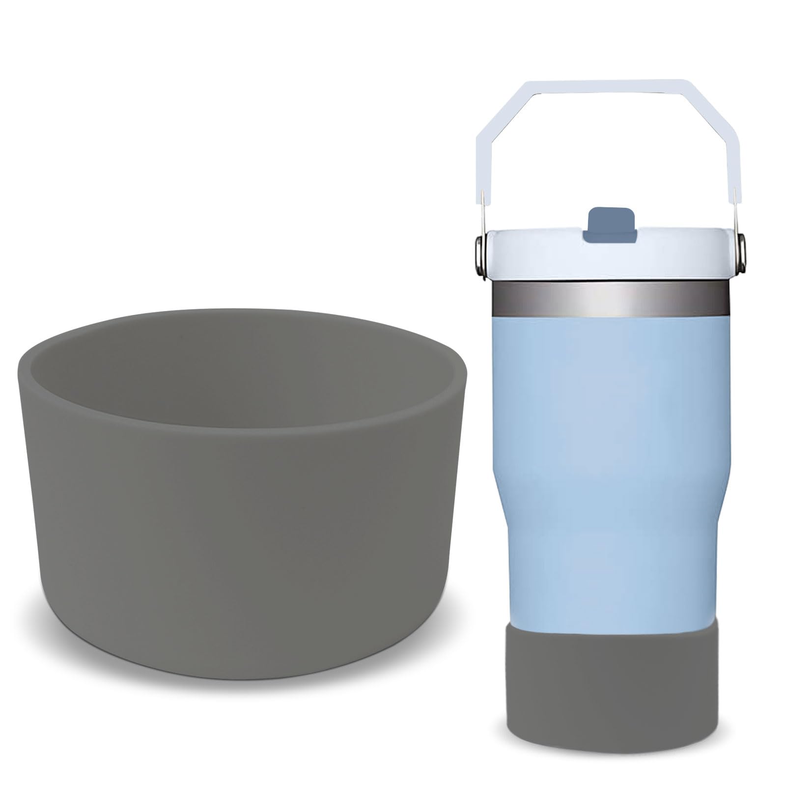 GJV Upgrade Protective Silicone Boot Bumper for Stanley Quencher Adventure 40oz 30oz 20oz 30oz Tumbler, Water Bottle Bottom Sleeve Cover Accessories for Stanley Mug Cup (Dark Gray, OD:3.54in/9cm)