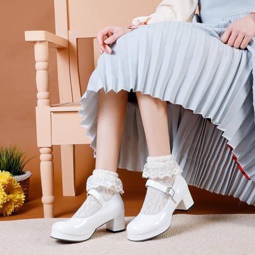 Mary Jane Heels Round Closed Toe High Block Chunky Heels Mary Jane Pumps Comfortable Vintage Heels Dress Shoes4