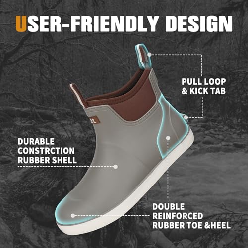 YUHITYGZGS Men's Deck Boots Waterproof Rubber Boots for Men, High Grip Neoprene Saltwater Boating Ankle Rain Chelsea Boot High-Performance Non-Slip Fishing Boots Shoes for Farming Garden Work Outdoor4
