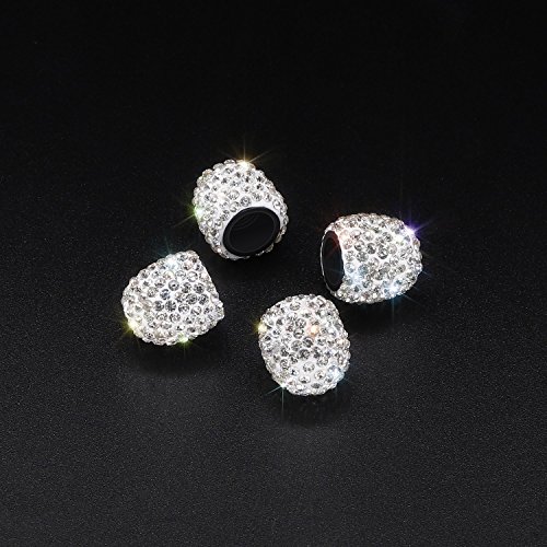 image for SAVORI Valve Caps, 4 Pack Handmade Crystal Rhinestone Tire Caps, Attra