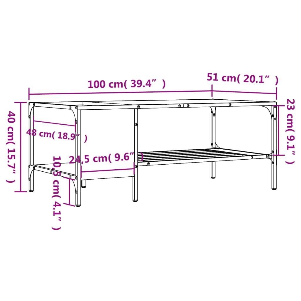 Mesa Centro Estante Madera ingeniería Roble Sonoma 100x51x40 cm Moderna,Mesa Auxiliar con Estante y Almacenamiento para Sala de Estar,Salón,Comedor