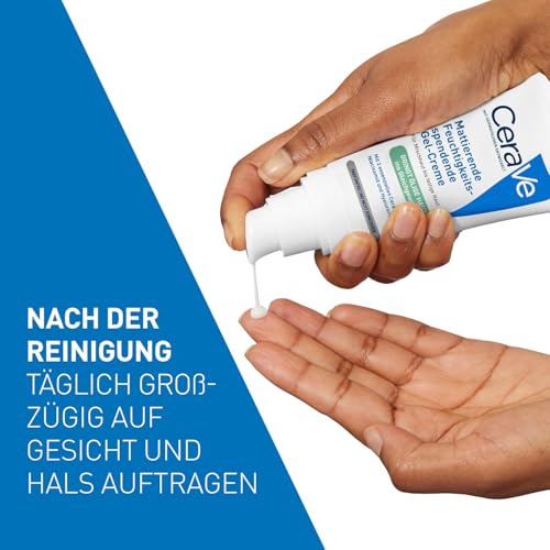 CeraVe Mattierende Feuchtigkeitsspendende Gel-Creme, Bei fettiger und öliger Haut, Mit Hyaluronsäure, Ceramiden und Niacinamid, Langanhaltend feuchtigkeitsspendend, 52 ml
