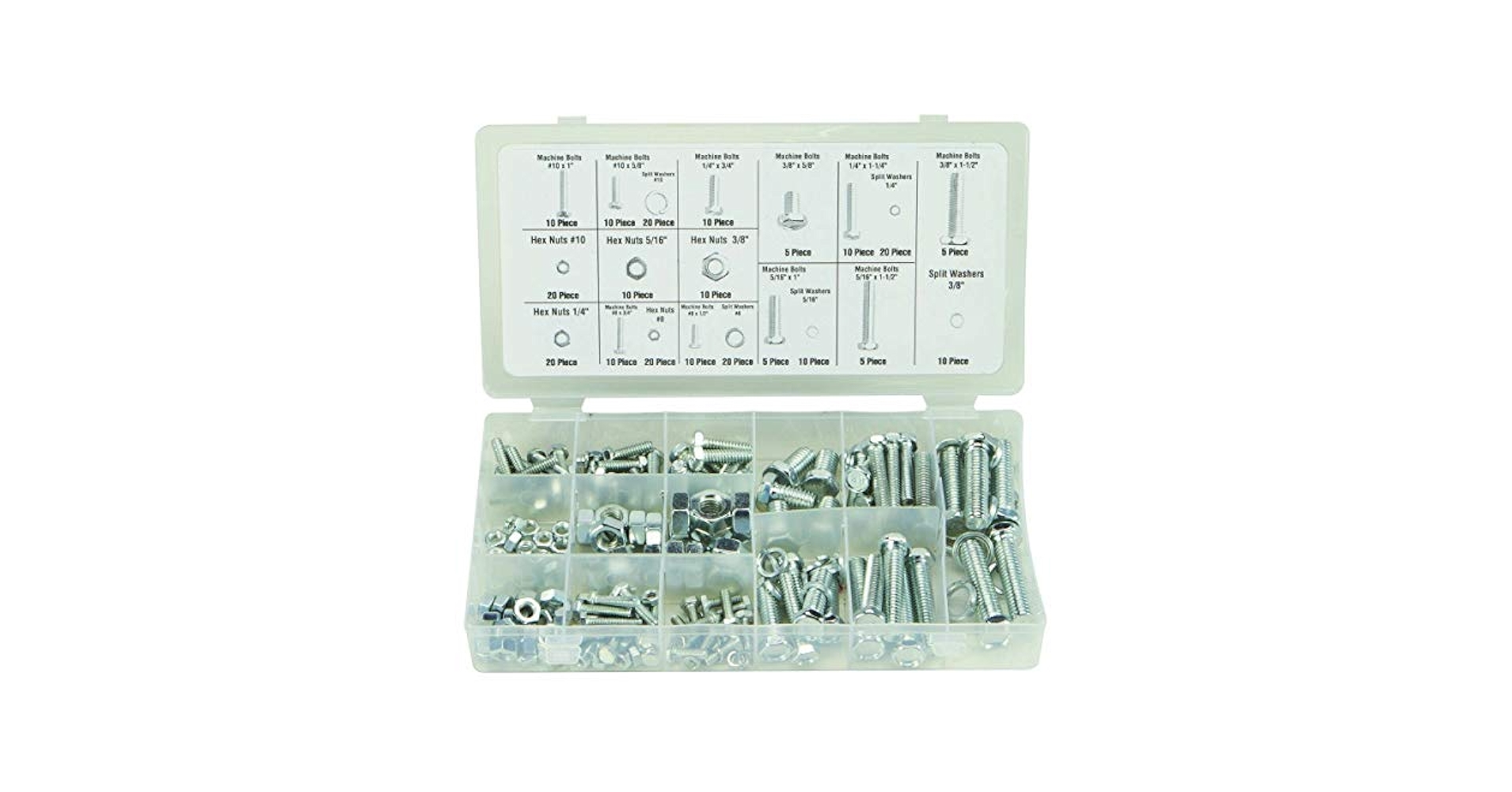 240 PC Piece SAE Standard Size NUT and Bolt Screw Assortment