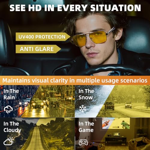 Aviator Night Vision Glasses for Men Driving Cool Metal Frame Ultra Light4