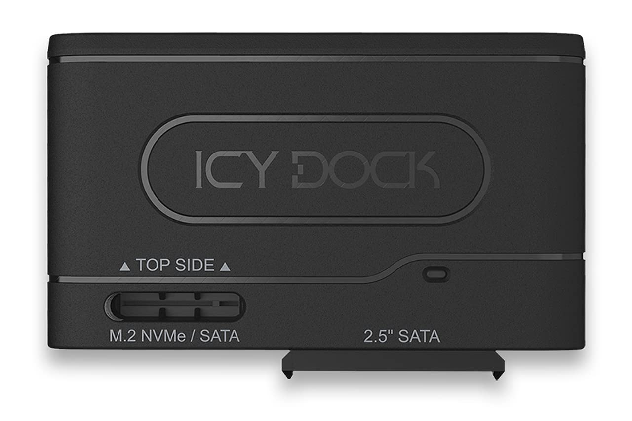 Icy Dock SSD M.2 NVMe/SATA Adaptateur, Adaptateur USB 3.2 Gen 2 (Type-C) jusqu'à 10 Gbps, vers SSD/HDD 2.5SATA et NVMe/SATA M.2, Lecteur Disque avec câble de Type C - EZ-Adapter MB104U-1SMB