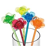 30 Pieces Swizzle Sticks Cocktail Stirrers Plastic for Bar, 7.87 Inch Plastic Rose Top Crystal Swizzle Sticks (Multicolor)