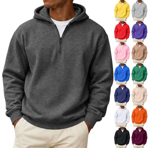 Zip Up Hoodies for Men 1/4 Zip Classic Big and Tall Fleece Fall Sweatshirt - image 7