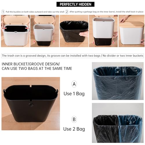 Todaygo TG3171 Bathroom Trash Can With Lid, 10 Liter/2.6 Gallon Small Garbage Can Dog Proof thumb #1