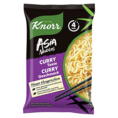 Knorr Asia Noodles Instant Nudeln Curry-Geschmack schnelles Nudelgericht fertig in nur 4 Minuten, 11 x 70g Cover