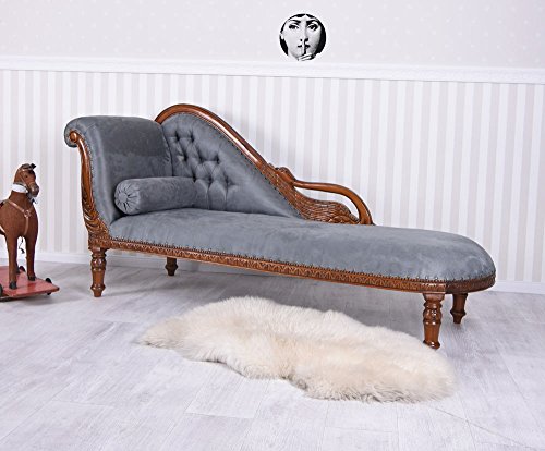 PALAZZO INT Empire Recamiere „Madame Recamier“ – Antike Chaiselongue mit Samtbezug & Mahagoni-Holzrahmen – Handgeschnitzt, gepolstert, luxuriöses Sofa im Napoleonstil – Länge ca. 175 cm – Unikat – Bild 3