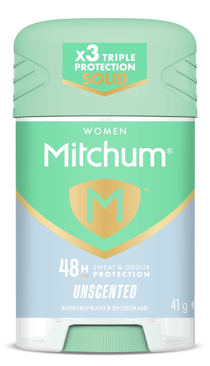 MitchumWomen Triple Odor Defense 48HR Protection Stick Deodorant & Anti-Perspirant, Unscented, 41g