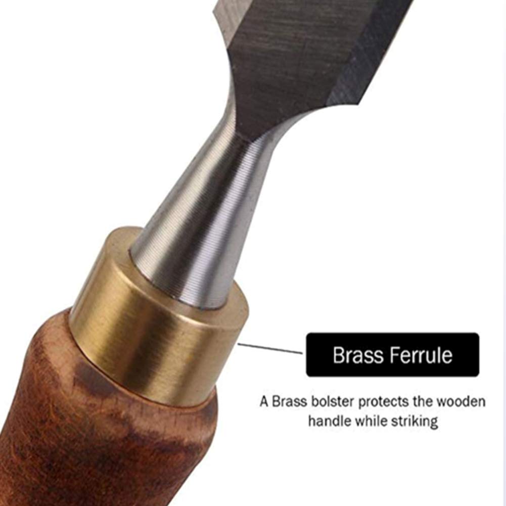 Outils de Sculpture sur Bois, Jeu de Ciseaux à Bois de qualité supérieure, avec poignées en Bois et Lames en manganèse chromé à extrémité Marteau for Le Travail du Bois