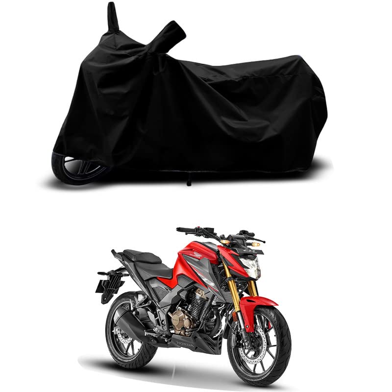 Image of 100% Scratchproof /UV-Rays /Heat Protection /Birds Dropping /Water Resistant /Dust Proof /Waterproof /Full Bike Scooty Two Wheeler Body Cover Compatible for Honda CB300F All Varients[Black]