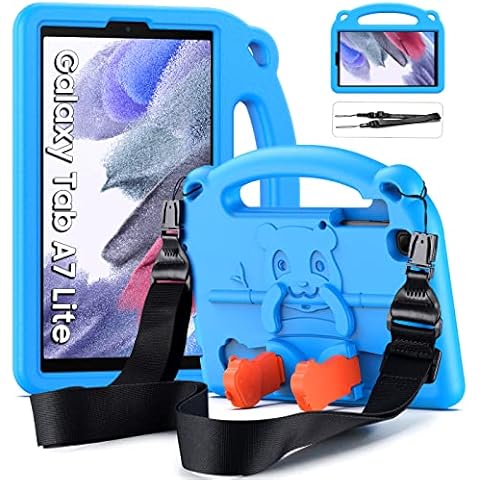Funda Niños DUZZONA para Samsung Galaxy Tab A7 Lite 8.7 2021 con Asa y Correa de Hombro, Azul Cover