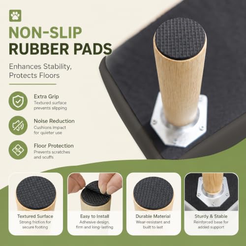 Image of 2-in-1 Foldable Ottoman Dog Ramp for Couch,Convertible Folding Dog Stairs for Couch and Bed,Non-Slip Wooden Pet Stairs for Puppy Senior Injured Dogs(Black)
