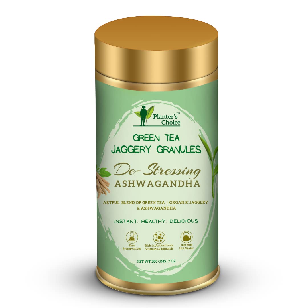 Planters Choice 200GMS De-Stressing Ashwagandha Instant Green Tea - Infused with Organic Jaggery Granules & Ashwagandha - 100% Natural - Zero Preservatives -Just Add Hot Water (B08VJ15BL8) Amazon Price History, Amazon Price Tracker