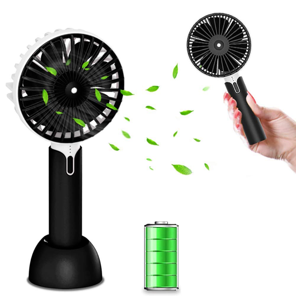 Handheld USB Fan, Personal Portable Fan, 3 Speeds, Battery Operated Desk Fan, Powerful Airflow for Office Room Outdoor Traveling. (Black)