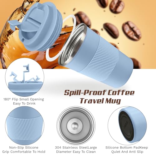 Image of Vacuum Insulated Stainless Steel Travel Coffee Mug,Leak Proof Cup with Lid