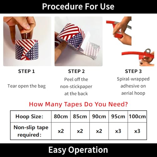 PRIOR FITNESS Aerial Lyra Hoop Anti Skid Tape Aerial Hoop Lyra Tape Non Slip Grip Tapes Yoga Rig Belt for Exercises Gymnastics Acrobatics Kinesiology (Blue)