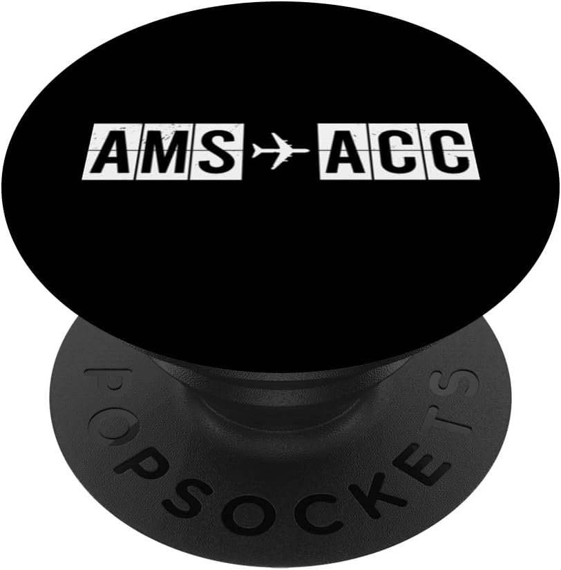AMS Acc Flight Route Amsterdam to Accra Air Codes PopSockets PopGrip for MagSafe