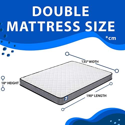 Double Mattress Memory Foam - Hybrid Coil Spring 4ft 6 Matress 135 x 190 cm - 7.5 Inch Deep Quilted Sprung Breathable Orthopedic Hypoallergenic Cool Blue Gel - Grey Border