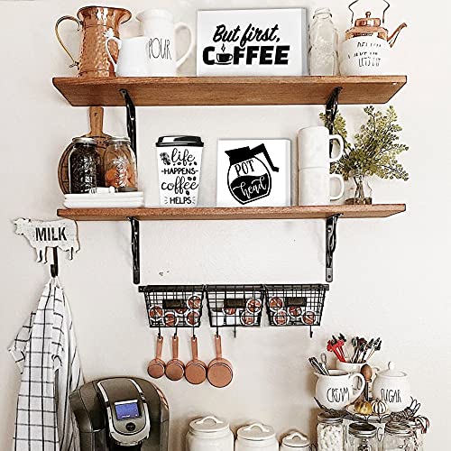 Coffee Bar Decor Signs,Rustic Coffee Tiered Tray Decor,Wood Black and White Coffee Kitchen Decor and Accessories,Farmhouse Home Coffee Station Supply Set of 3 - Image 3