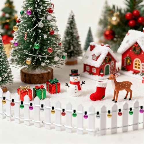 Weihnachten Miniatur-Gartenzaun Holzzaun Flexibler Miniatur-Zaun, 100cm*5cm Miniatur Zaun Gartenzaun Holz, verwendet für Miniaturlandschaft Puppenhaus Blumentopf Fee Garten Wichteltür dekoration