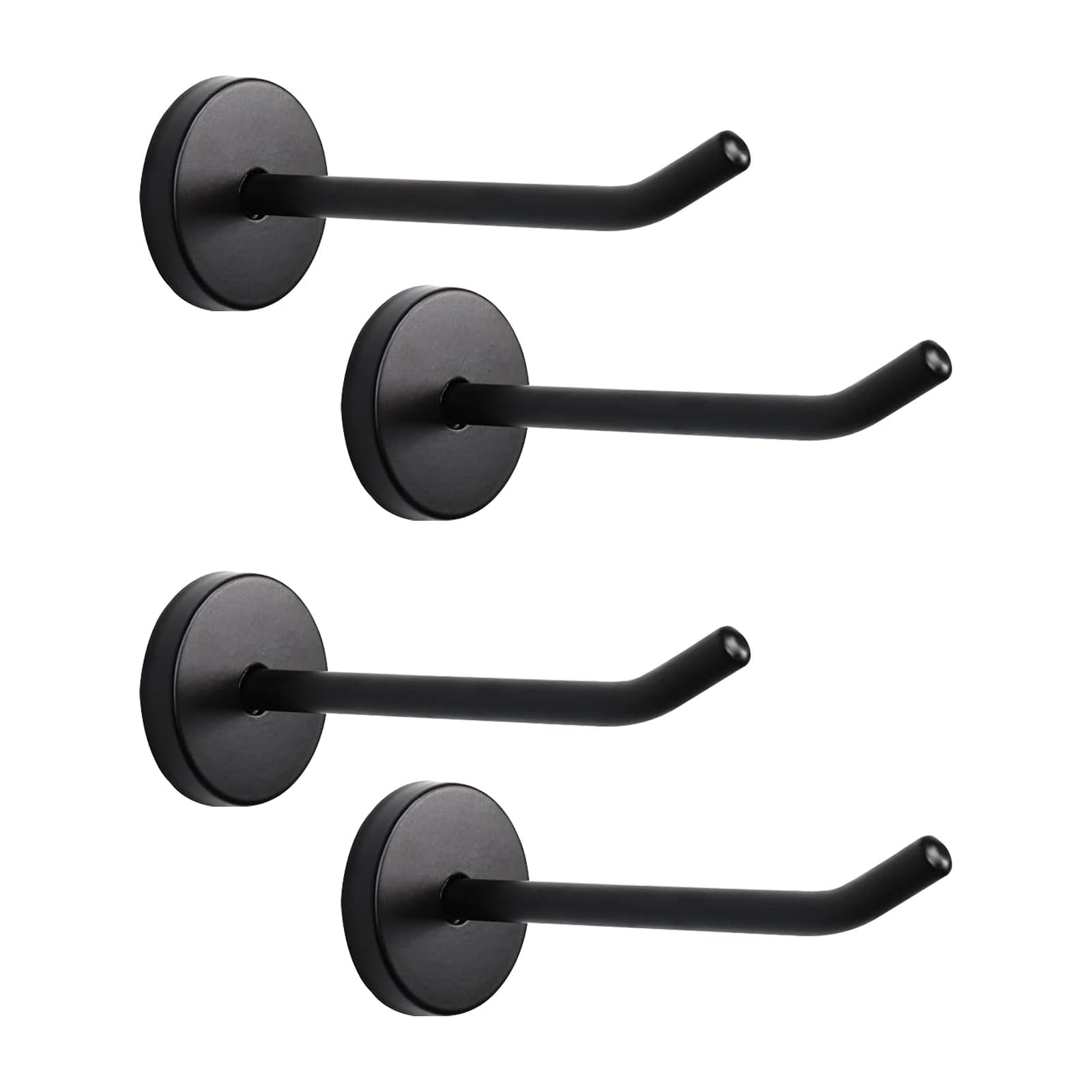 Rannb Single Hook Coat Hooks Wall Mount Towel Holder for Bedroom Kitchen Closet Matt Black Surface 100mm/4 Length - Pack of 4