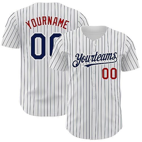 Generic Custom Pinstripe Baseball Jersey Printed Stitched Personalized Name Number Navy Blue Red White Baseball Shirt Women Men Youth