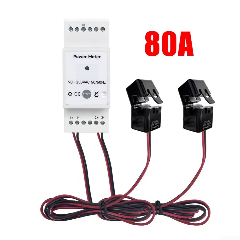Zilimontt Misuratore solare del sistema fotovoltaico consumo di energia Misuratore di monitoraggio bidirezionale Monitoraggio del telefono cellulare Power Monitor (80A)