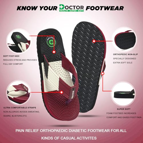 Image of DOCTOR HEALTH SUPER SOFT Men's & Boys Anti-Skid Flip Flops with Acupressure Massage Footbed | Lightweight | Soft | Doctor-Recommended Slipper for Pain Relief | All Day Wear Acupressure Doctor Slipper