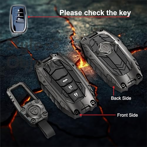 Image of STYLEOBJECT Transformer Series Waterproof Luxury Soft Silicone 3-Button Car Key Cover with Keychain for Toyota Fortuner, Hycross Innova | Premium Metal Protection Shell