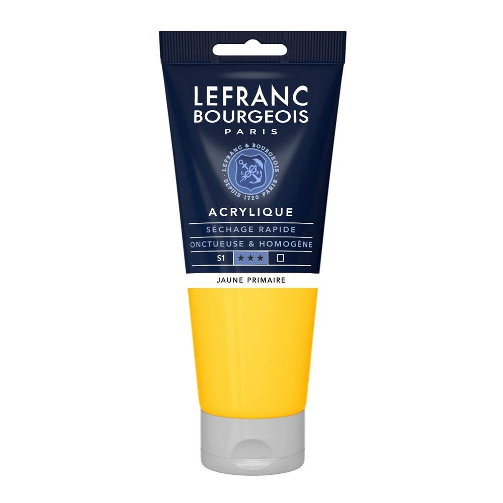 Lefranc Bourgeois 300419 Fine Acrylic Paint - Primary Yellow, 200 ml Tube, Creamy Acrylic Paint, Water-Based, Quick Drying, Lightfast, Waterproof