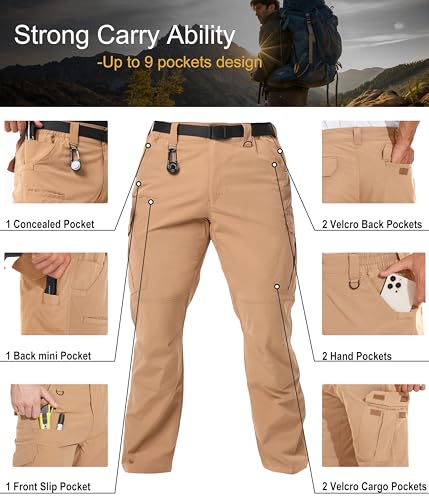 Arunlluta Men's Tactical Pants Ripstop - Lightweight EDC Hiking Work Pants - image 5