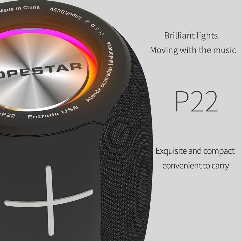 Top view of Hopestar P22 speaker showing LED lights and controls