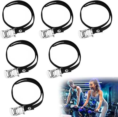 DAKLUNAR 6 Stück Fahrrad Pedalriemen, 45-50cm Fahrrad Spanngurte, Fahrrad Gurtband mit Metallschnalle für Die Meisten Fahrrad, Heimtrainer, Mountainbike, VTC, BMX, Spinning Bike, Fahrrad Heim oder Gym