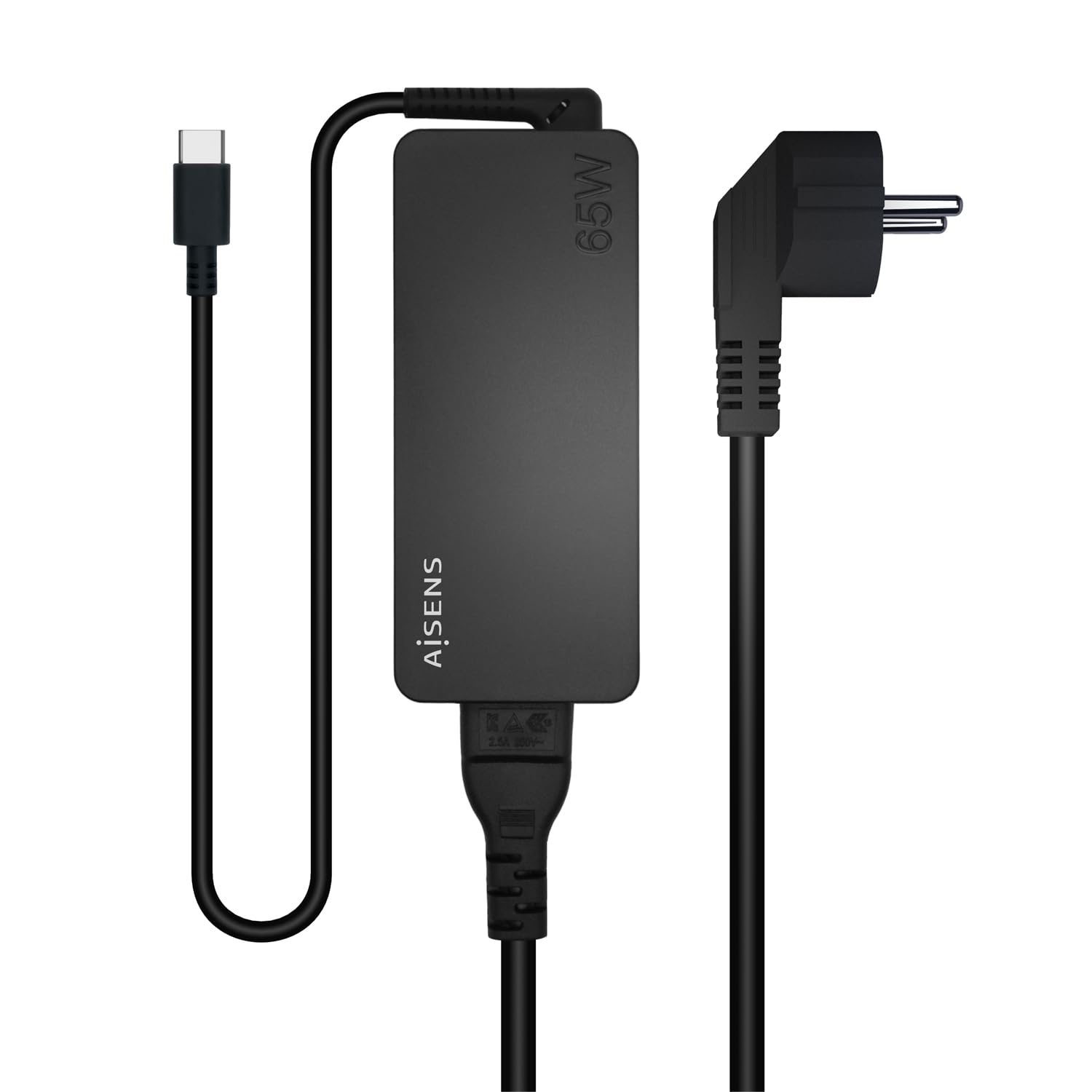 Cargador de Portátil Aisens ASCH-1PD65D-BK/ 1xUSB Tipo-C/ 65W/ Automatico/ Voltaje 5-20V